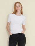 Fitted Rib Tee - Vit