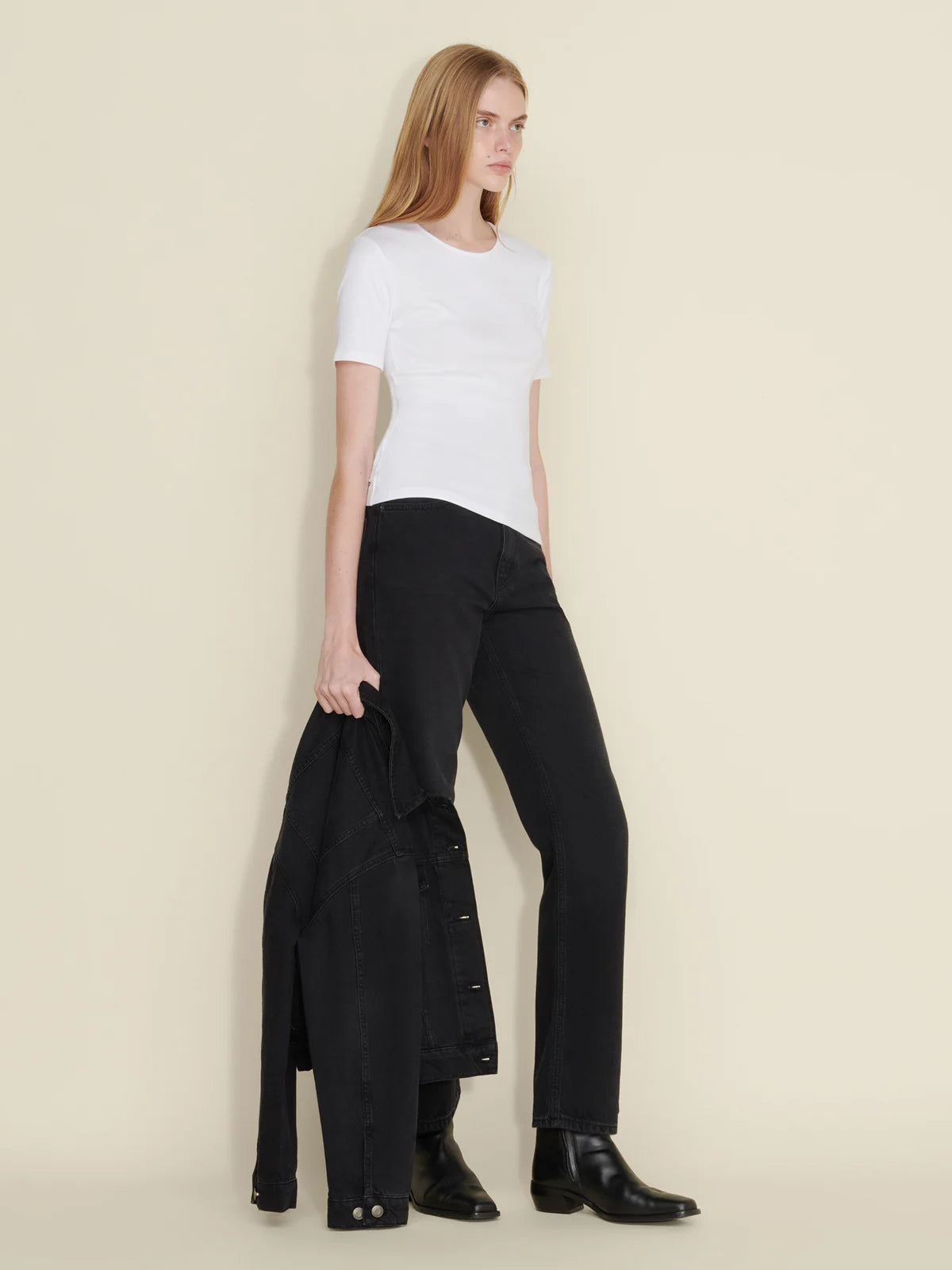 Fitted Rib Tee - Vit