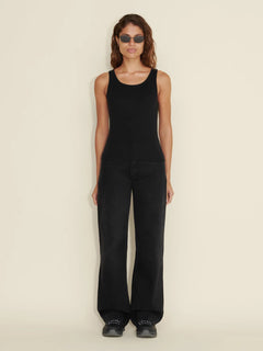 Fitted Rib Singlet - Black