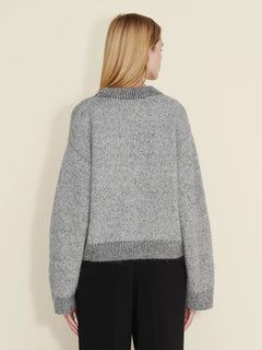 Tine Knit Crew Neck - Dk. Grey Mix