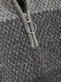 Tine Knit Half Zip - Dark Grey Mix