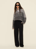 Tine Knit Half Zip - Dark Grey Mix