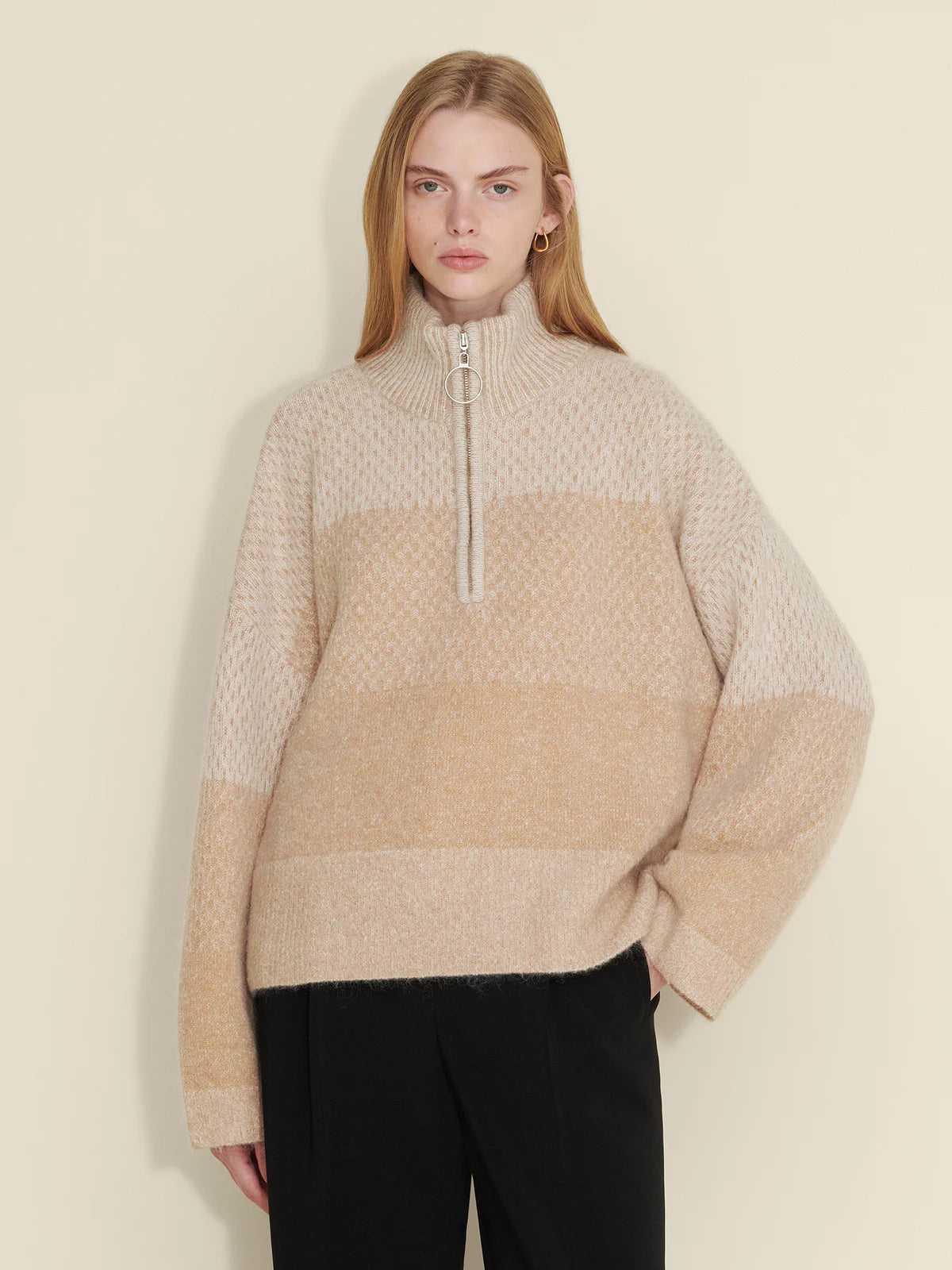 Tine Knit Half Zip - Sand Mix