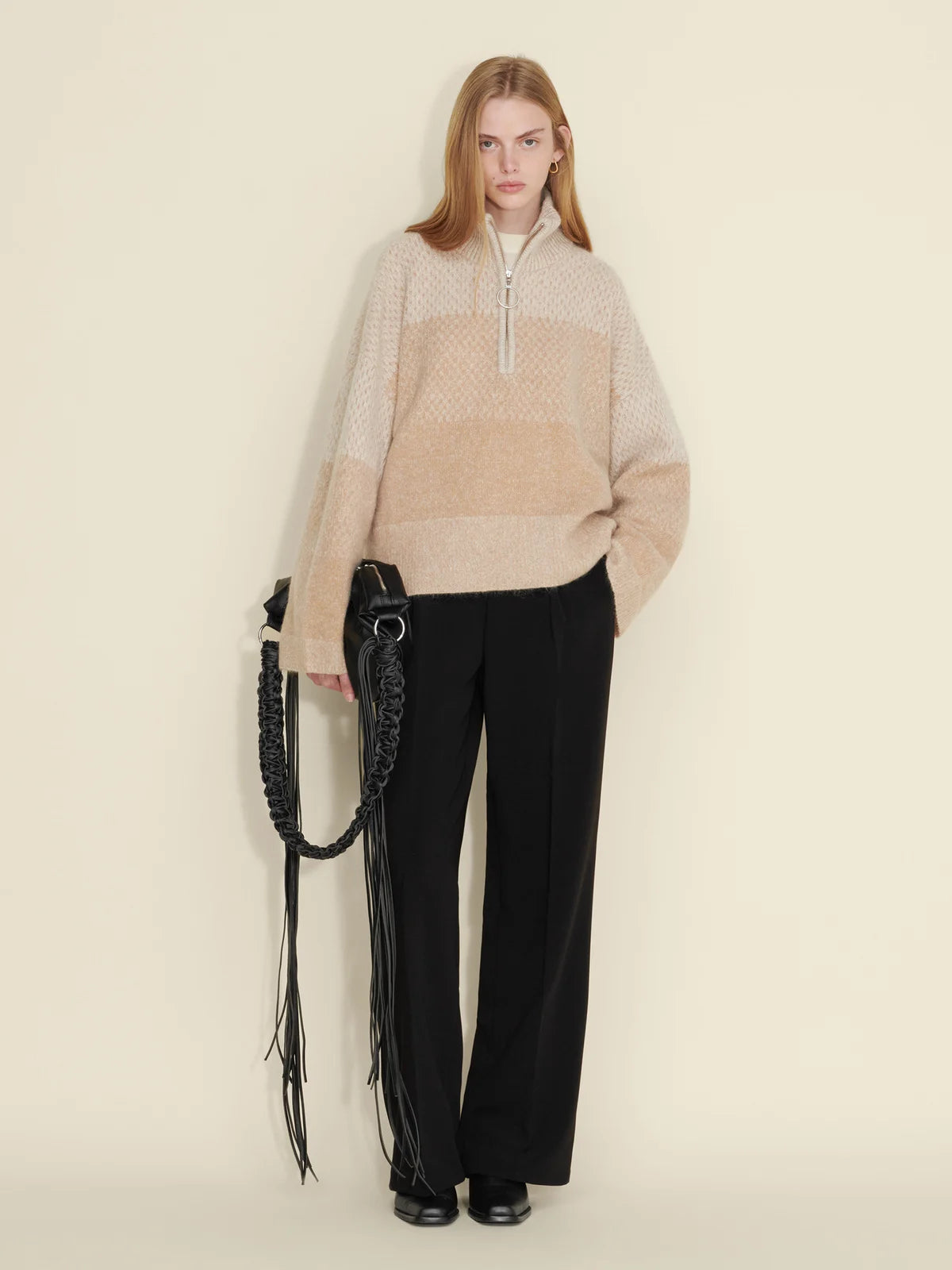 Tine Knit Half Zip - Sand Mix