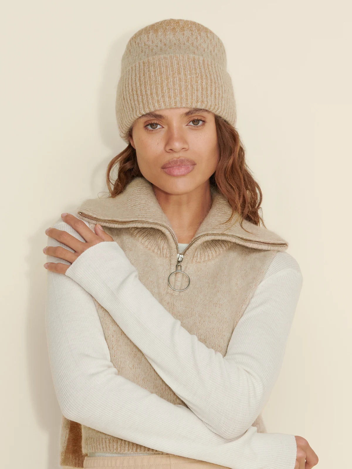 Tine Knit Beanie - Sand Mix