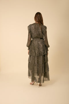 Lyna Dress Lurex Crinkle - Black