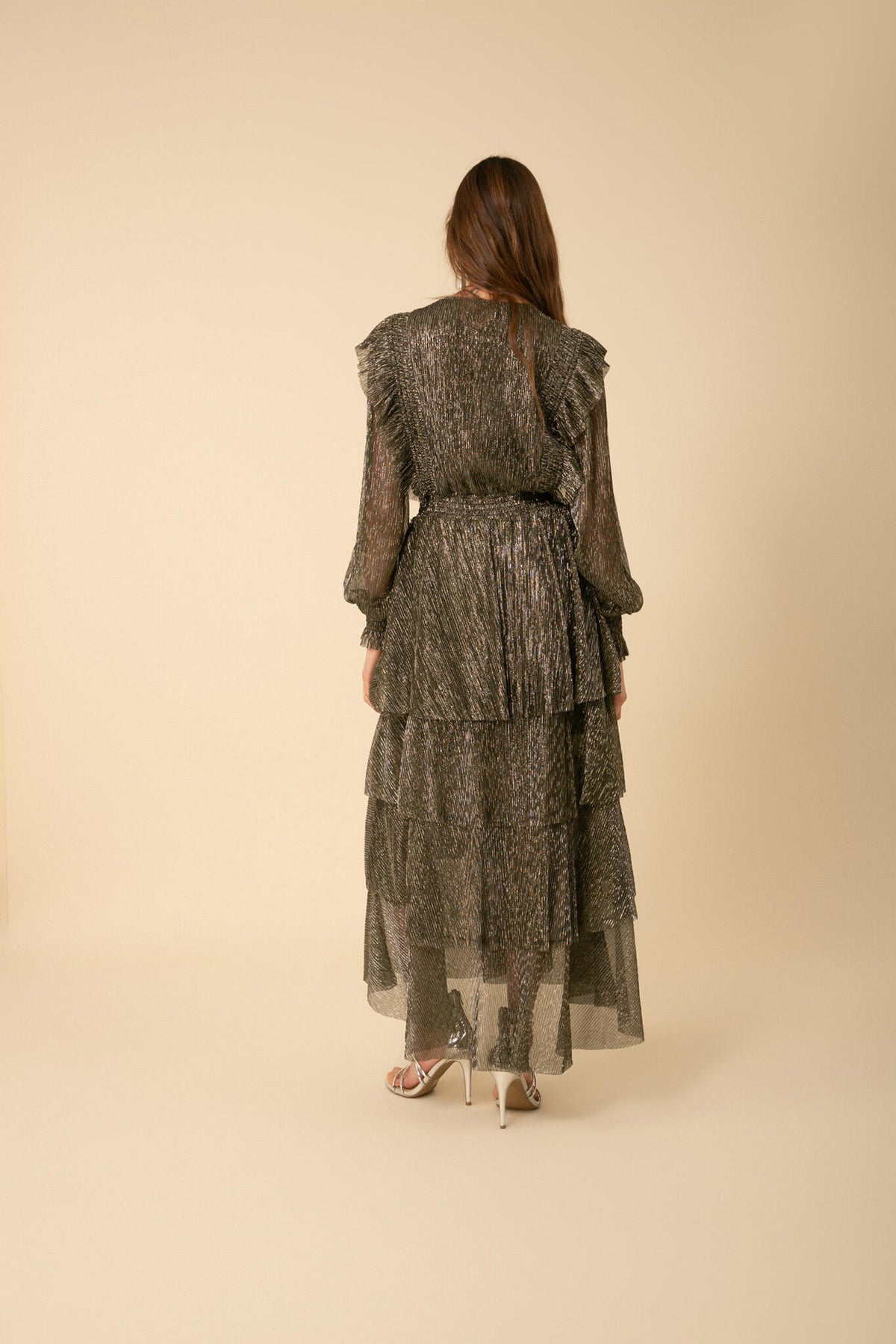 Lyna Dress Lurex Crinkle - Black