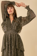 Lyna Dress Lurex Crinkle - Black