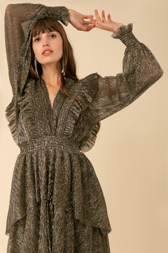 Lyna Dress Lurex Crinkle - Black