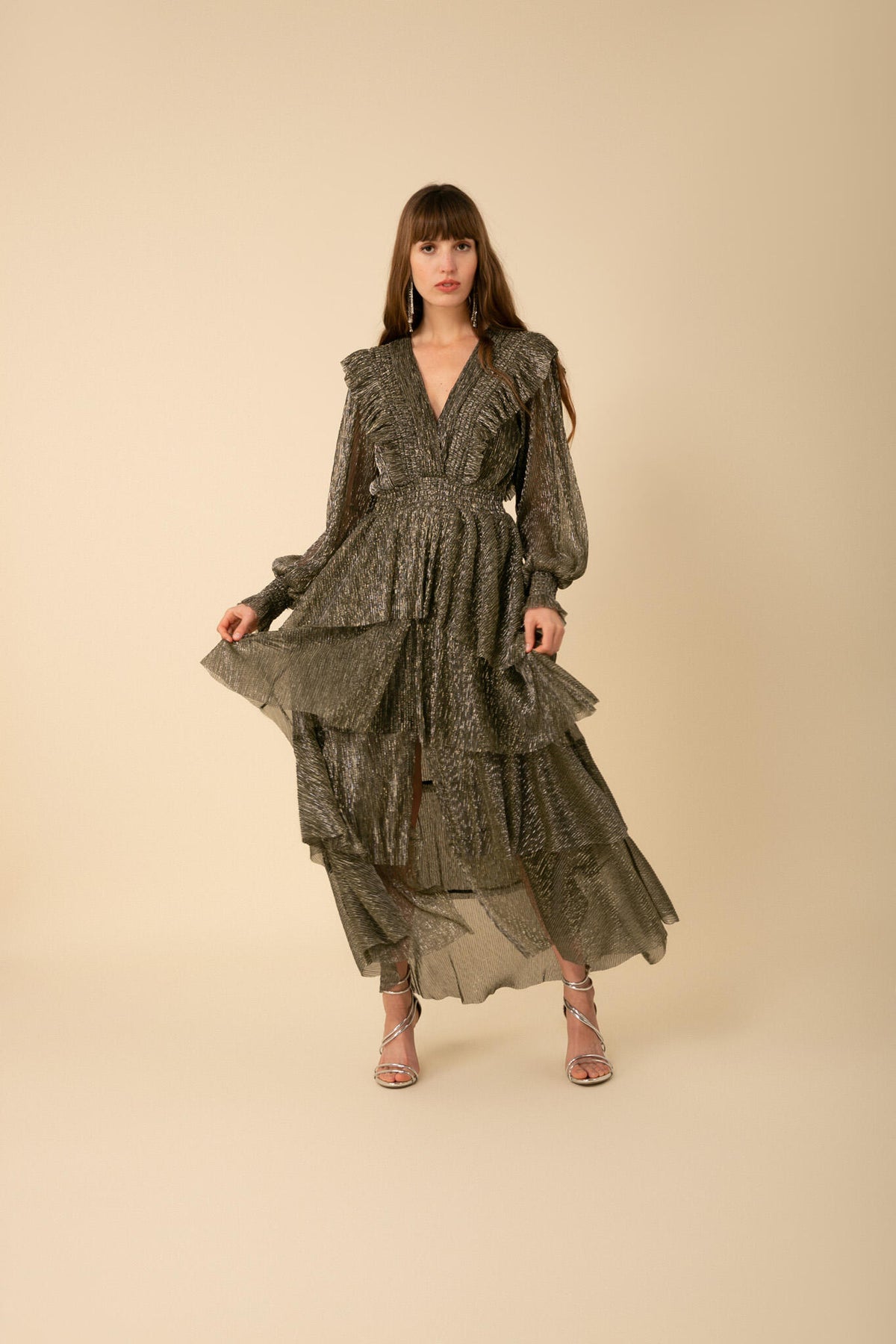 Lyna Dress Lurex Crinkle - Black
