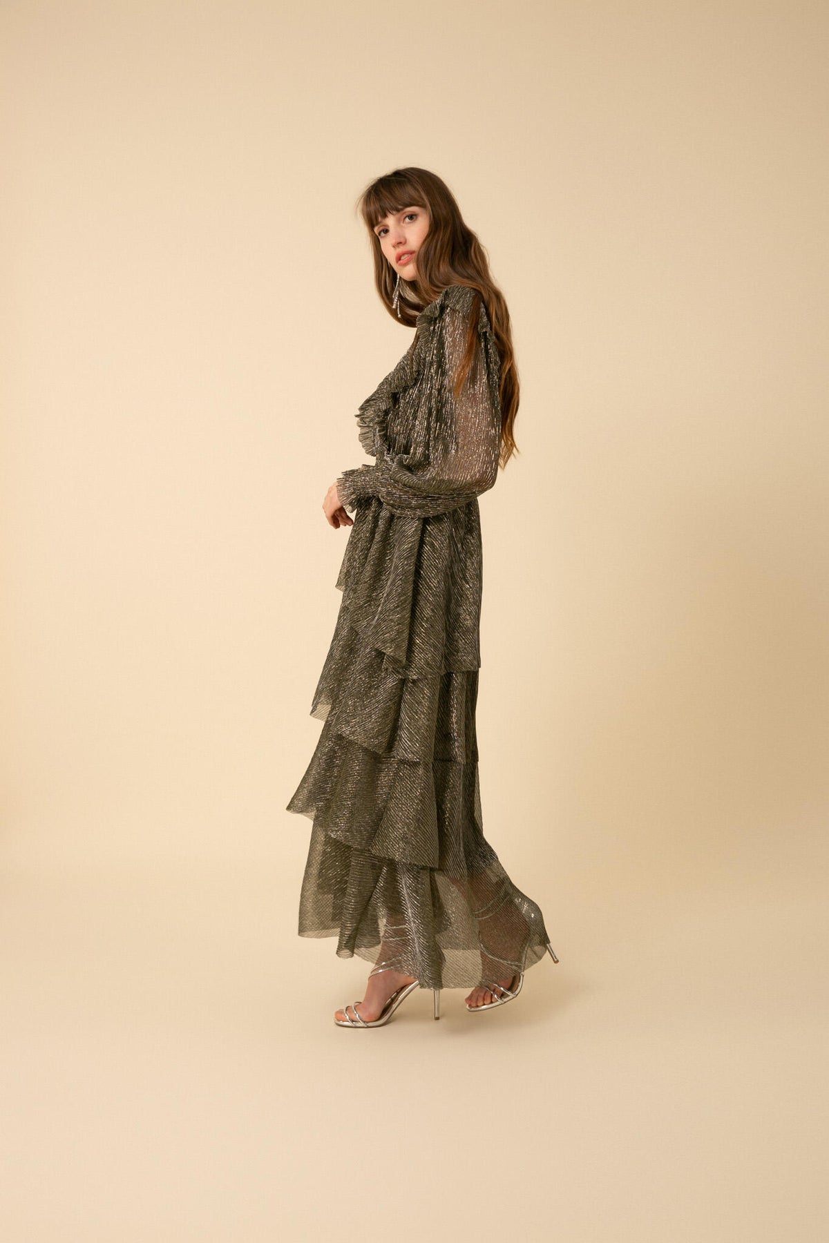 Lyna Dress Lurex Crinkle - Black