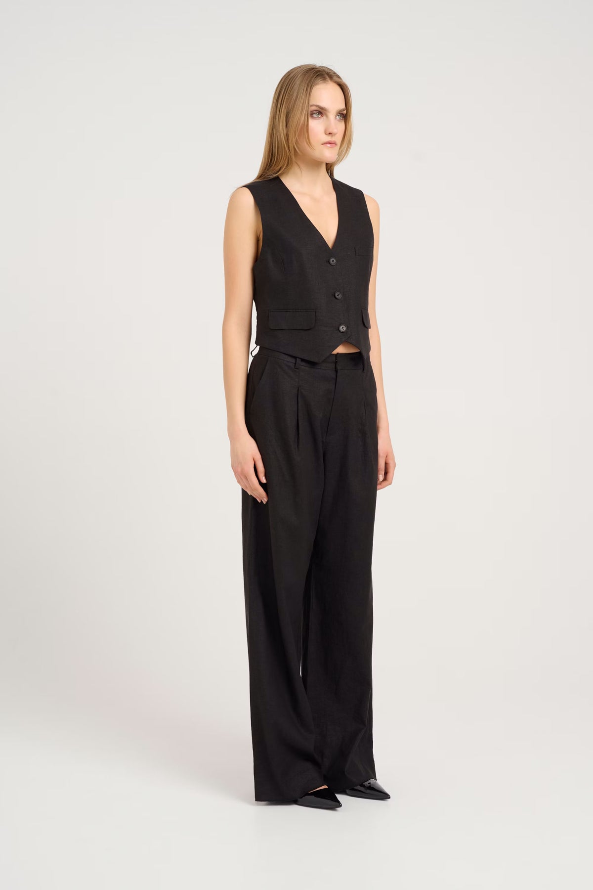 ElarahGZ Linen HW Pants - Svart