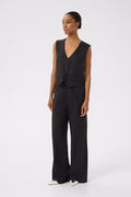 ElarahGZ Linen Waistcoat  - Black
