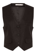 ElarahGZ Linen Waistcoat  - Black