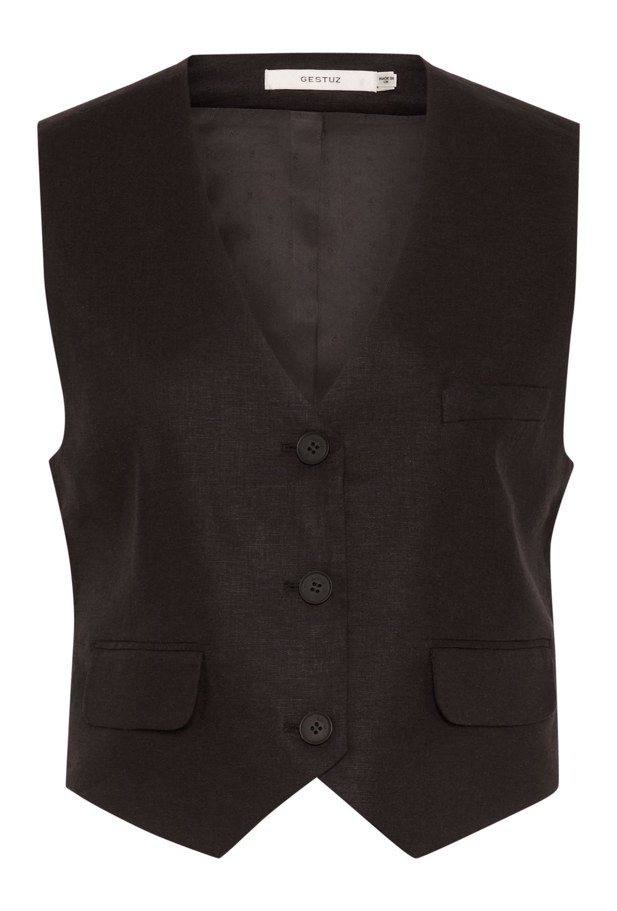 ElarahGZ Linen Waistcoat  - Black