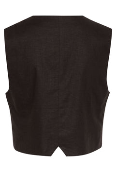 ElarahGZ Linen Waistcoat  - Black