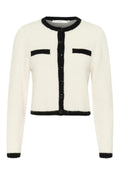 GZalpha Ls Contrast Cardigan - Ivory/Black Comb
