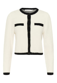 GZalpha Ls Contrast Cardigan - Ivory/Black Comb