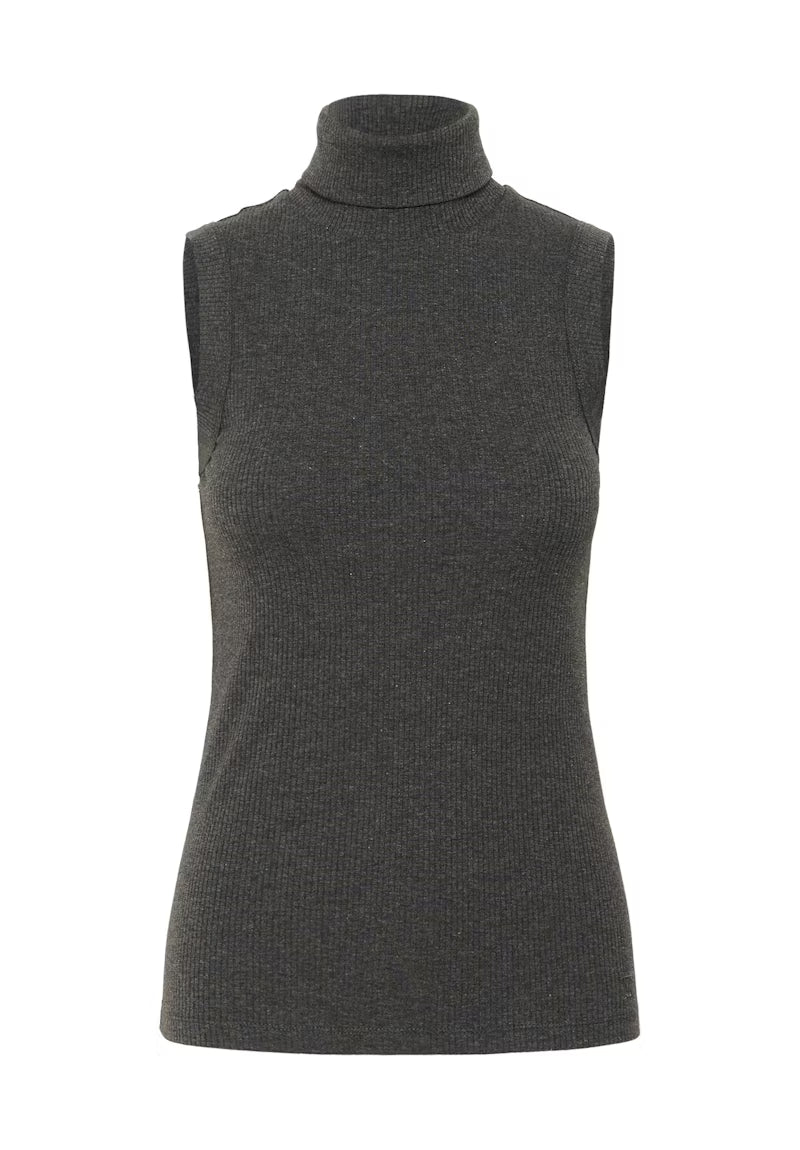 DagnaIW Melange Rollneck Top - Mörkgrå Melerad