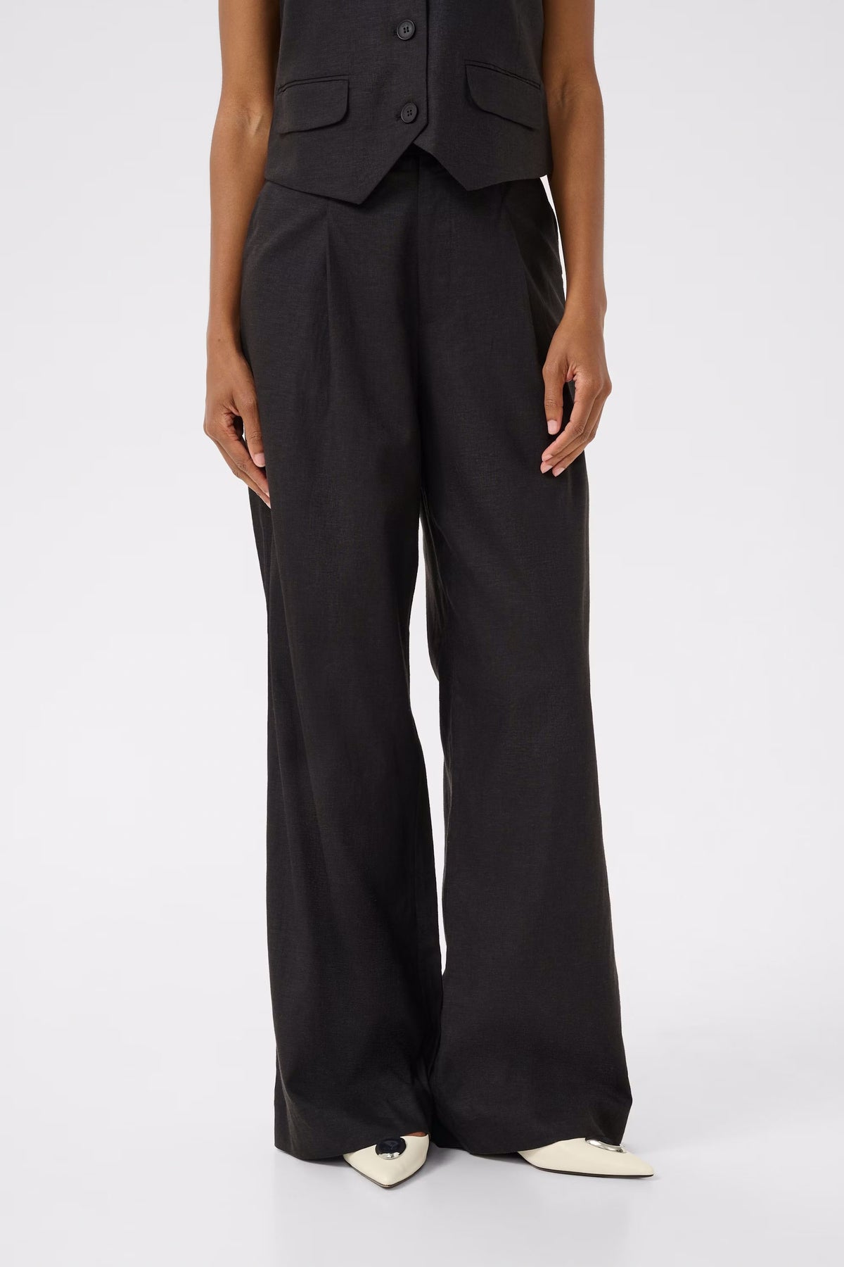 ElarahGZ Linen HW Pants - Svart