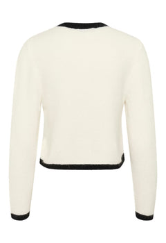 GZalpha Ls Contrast Cardigan - Ivory/Black Comb