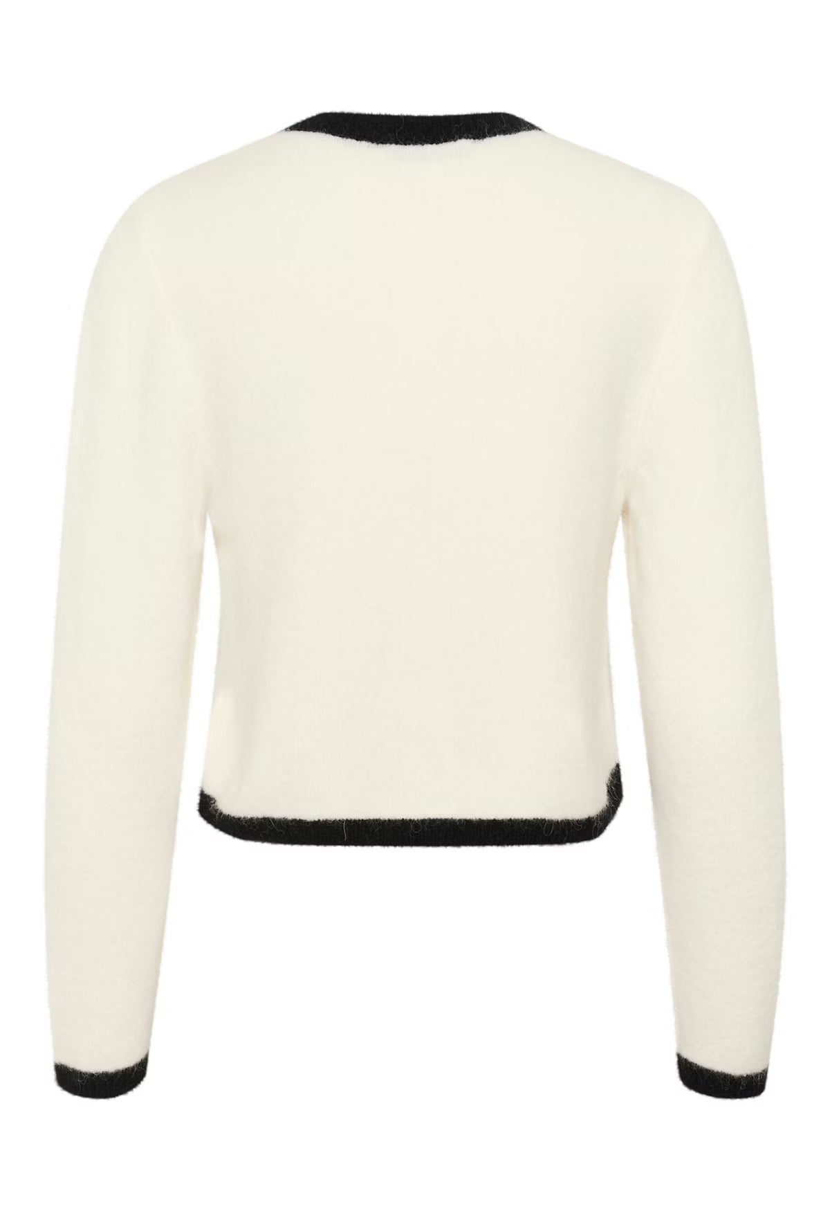 GZalpha Ls Contrast Cardigan - Ivory/Black Comb