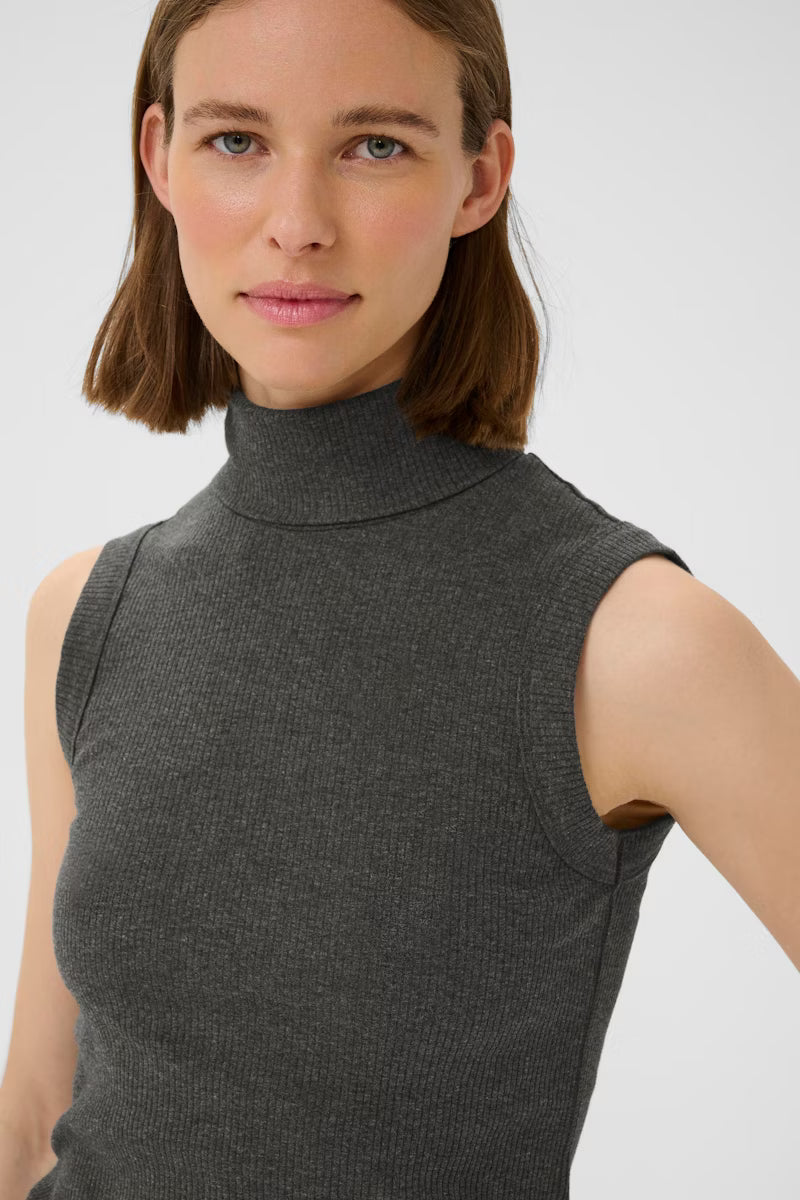 DagnaIW Melange Rollneck Top - Mörkgrå Melerad