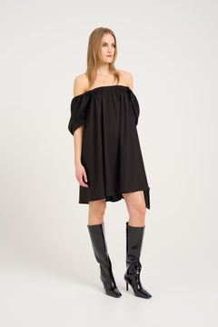 ElarahGZ Linen Short Dress  - Black
