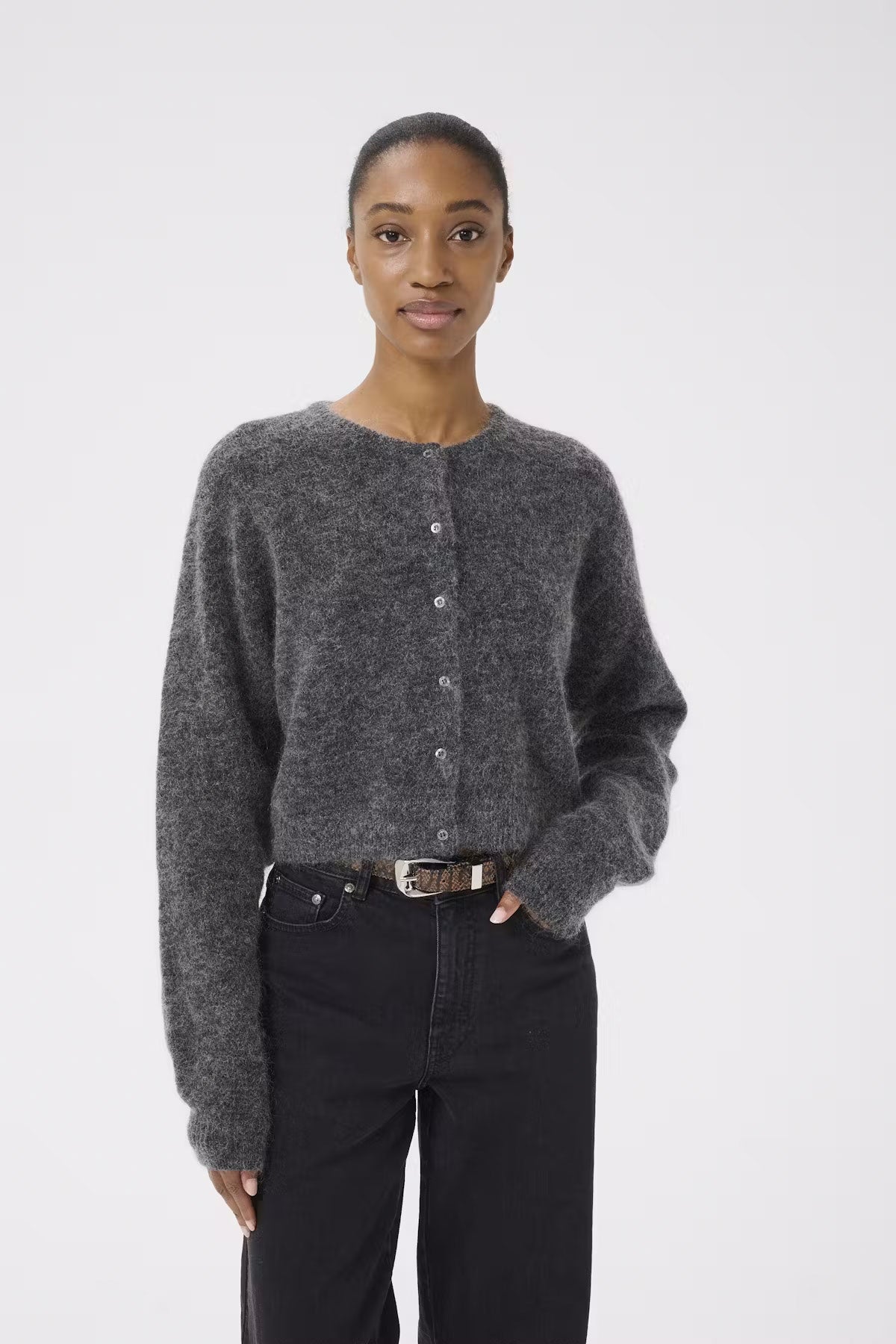 Debbiegz Short Cardigan - Charcoal Melange