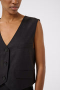 ElarahGZ Linen Waistcoat  - Black
