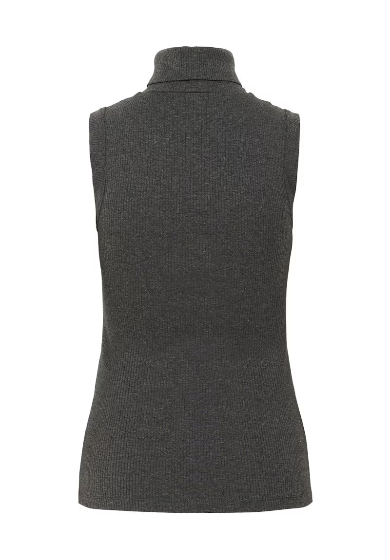 DagnaIW Melange Rollneck Top - Mörkgrå Melerad