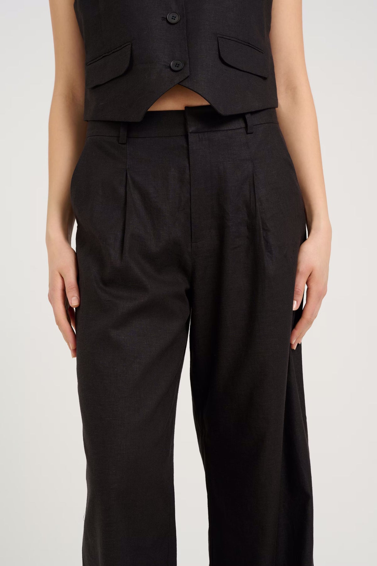 ElarahGZ Linen HW Pants - Svart
