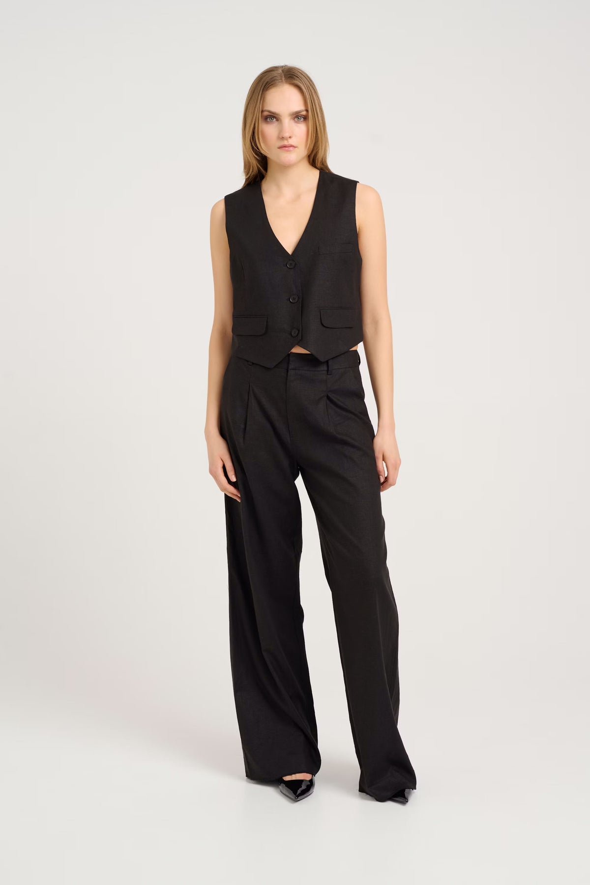 ElarahGZ Linen HW Pants - Svart