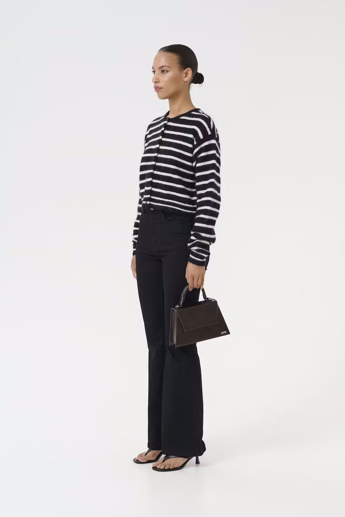 DebbieGZ Short Cardigan - Black/White Striped