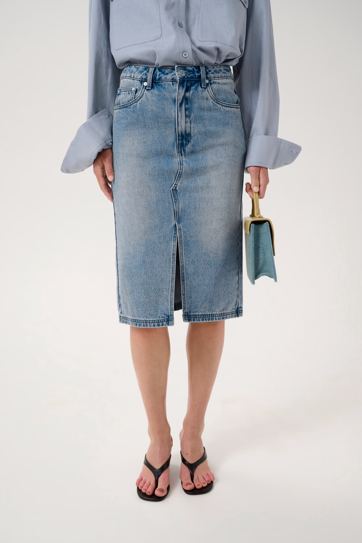 Gestuz GZlayza Pennskjol - Mid Blue Vintage Wash