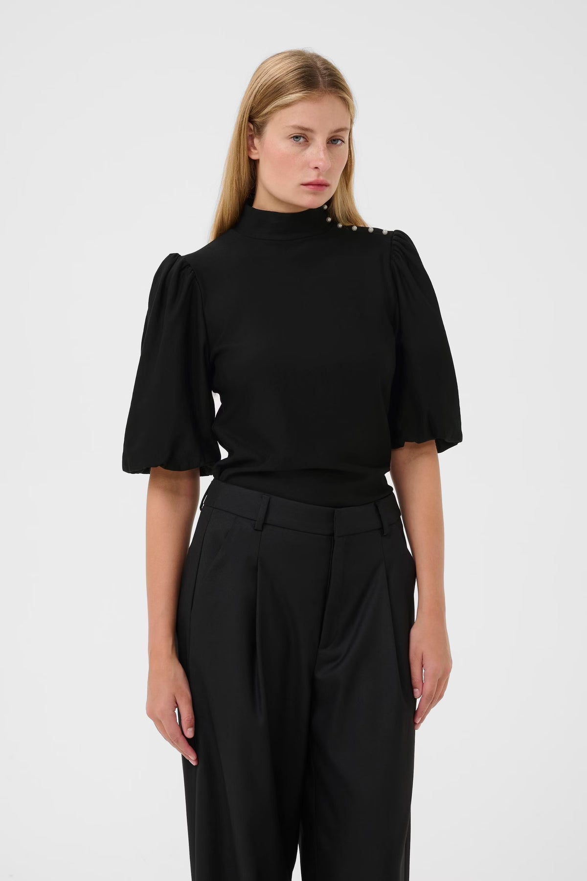 Gzrifa Button Balloon Top - Svart