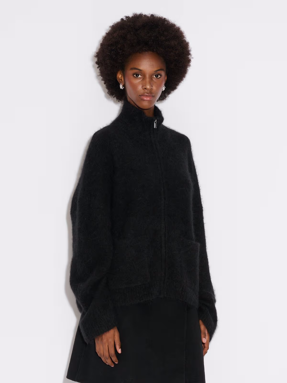 Tine Fluffy Cardigan - Svart