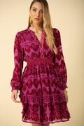 Camila Dress Velvet Burnout - Rose