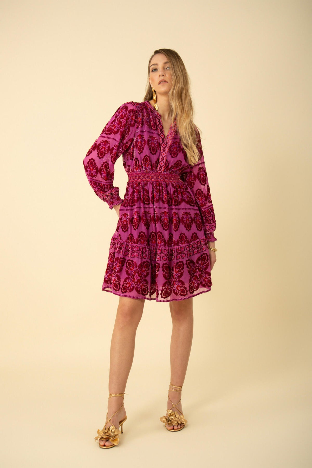 Camila Dress Velvet Burnout - Rose
