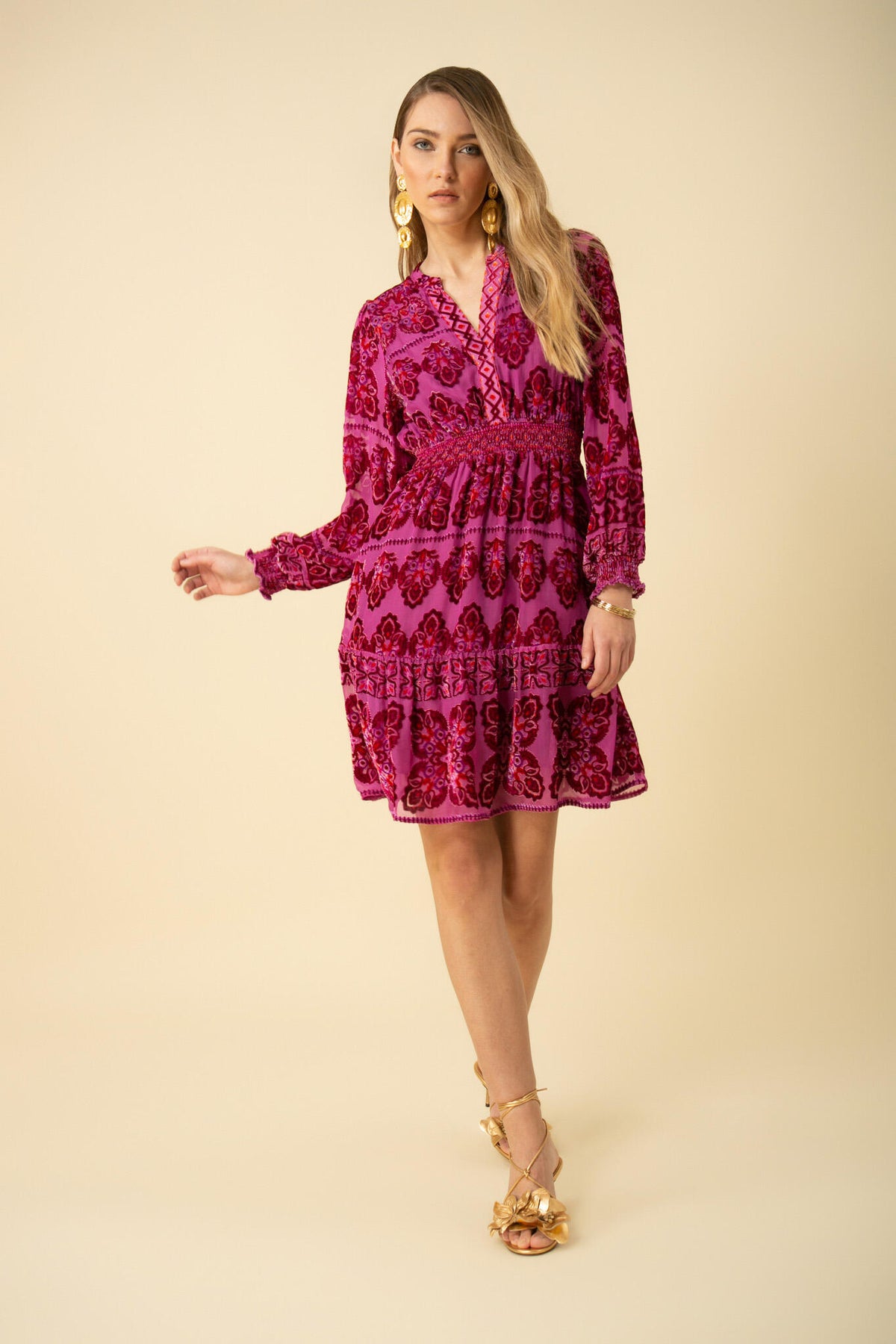 Camila Dress Velvet Burnout - Rose