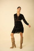 Camila Dress Velvet Burnout - Black