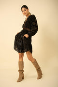 Camila Dress Velvet Burnout - Black