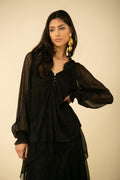 Nora Blouse Lurex Crinkle - Black