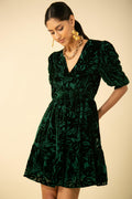 Willow Dress Silk Burn Out - Green