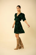 Willow Dress Silk Burn Out - Green