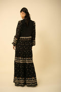 Audrey Long Dress W Embrodey - Black