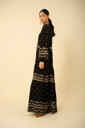 Audrey Long Dress W Embrodey - Black