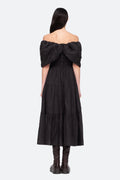 Loren Solid Off Shoulder Dress - Black