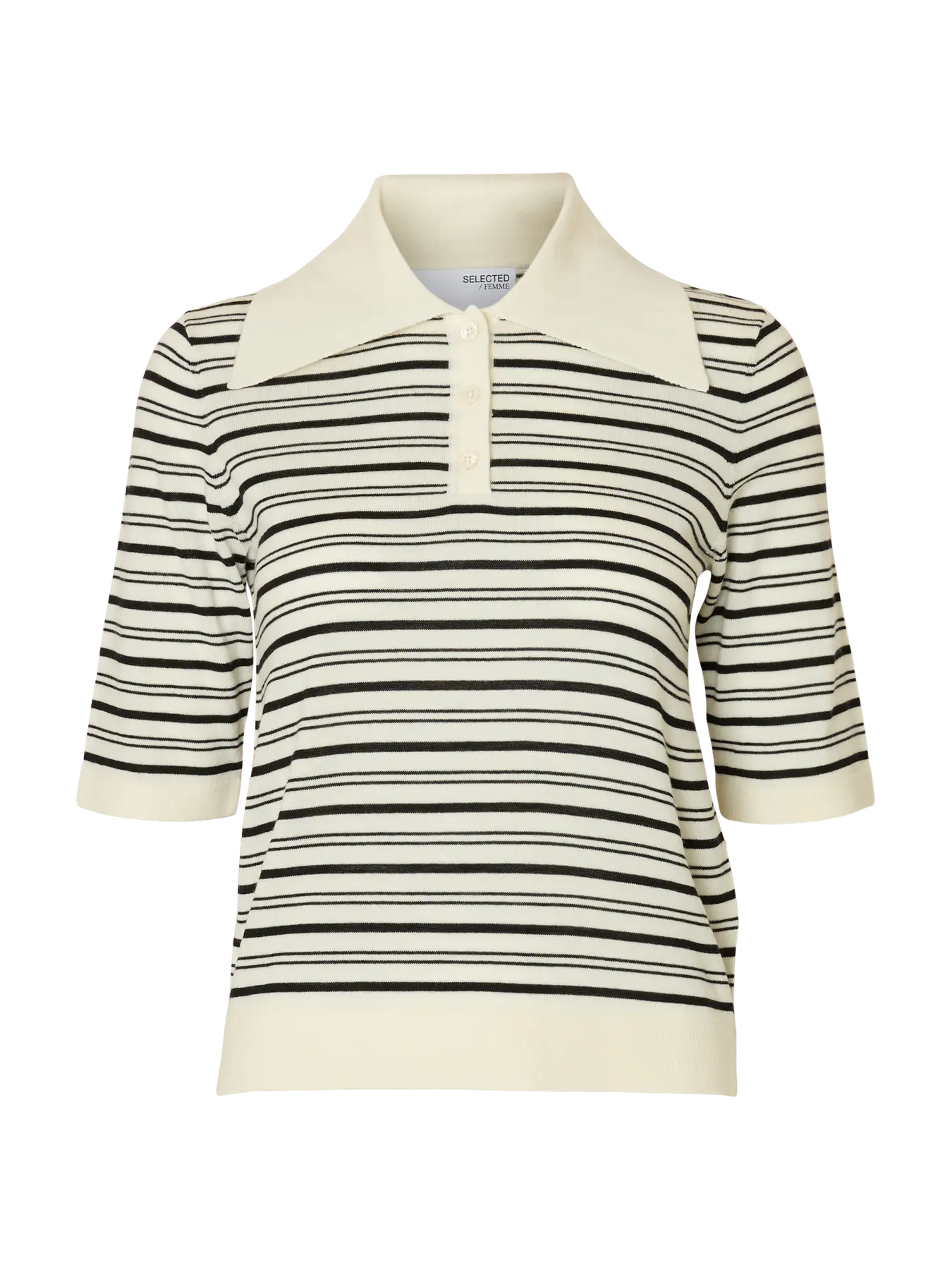 Thea 2/4 Stickad Polotröja - Snow White Black