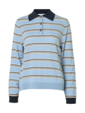 Thea Ls Knit Merino Collar Neck - Cerulean Birch + Outer Space
